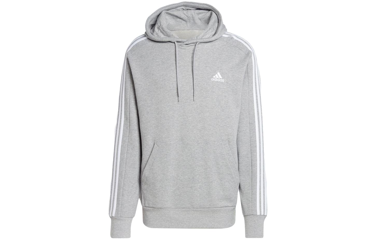 adidas Gray Hoodie with Three Stripes Pullover Long Sleeve IC0437-JAPAN