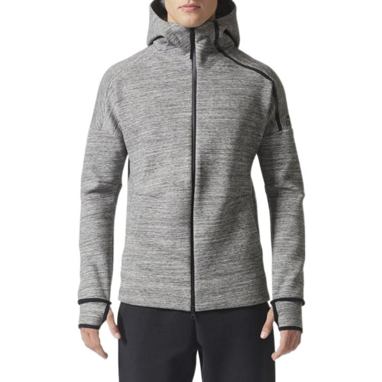 adidas Gray Knitted Athletic Hooded Jacket CG1484 圖 3