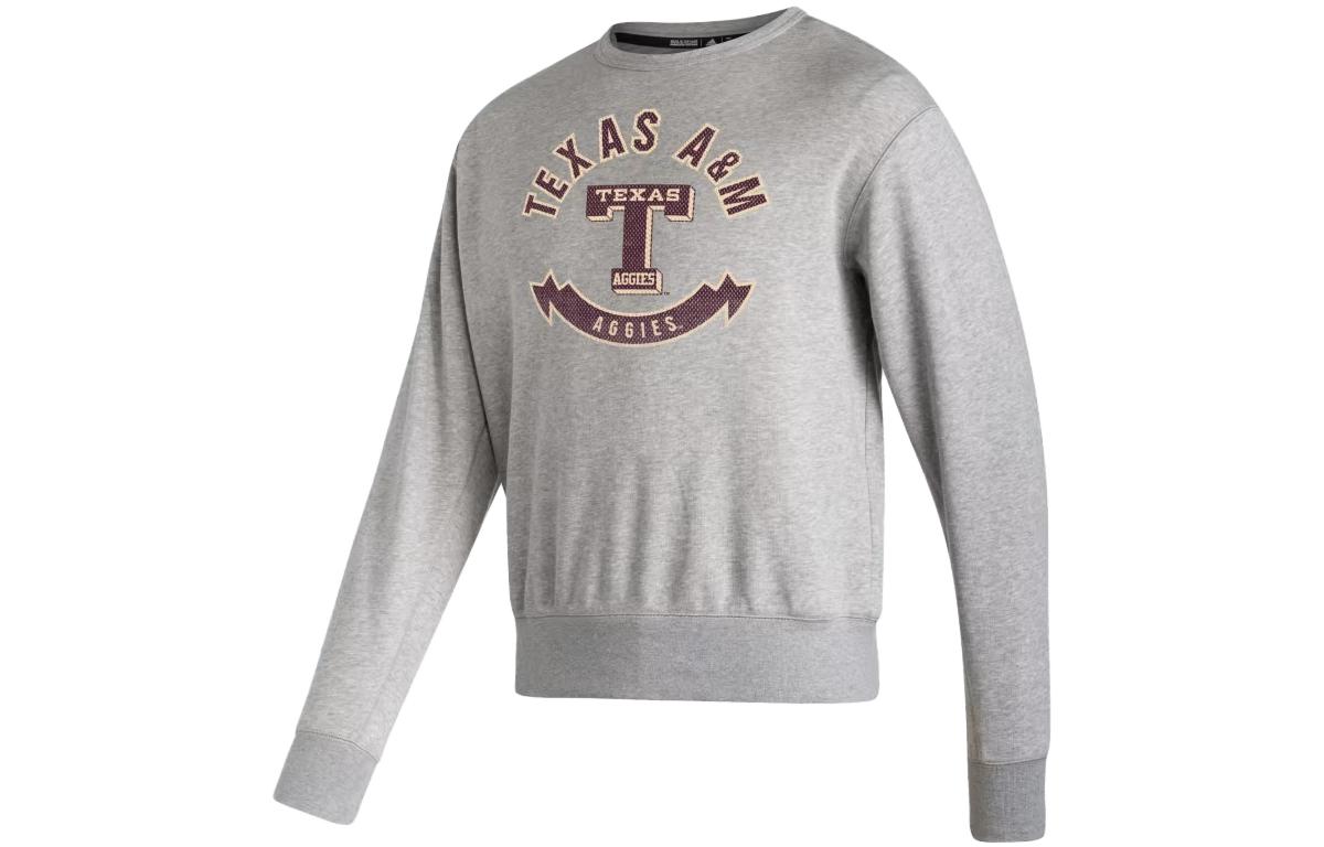 adidas Gray Letter Crewneck Fitted Long Sleeve Sweatshirt IL8657