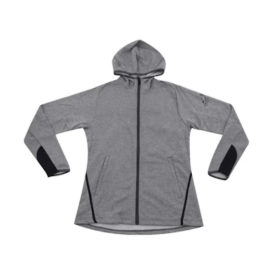 adidas Gray Logo Print Hooded Long-Sleeve Jacket Casual Style DN1858