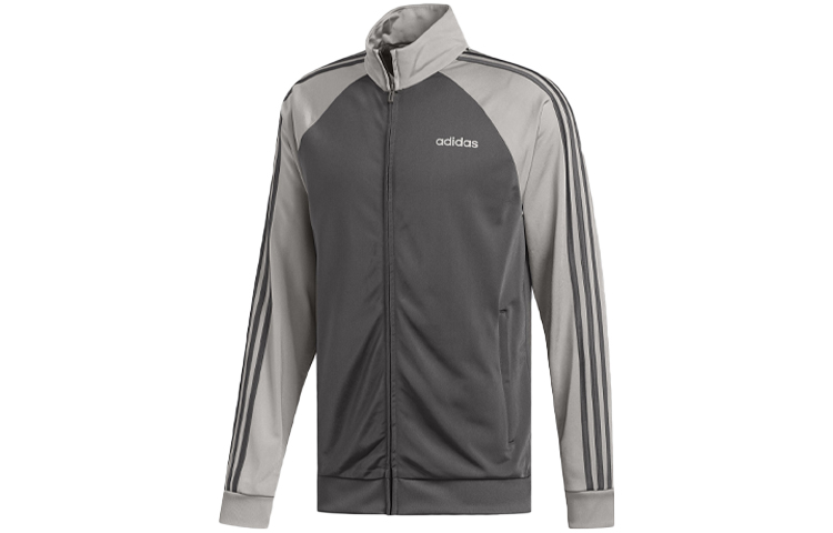 adidas Gray Loose-Fit Striped Logo Long-Sleeve Jacket FI8177