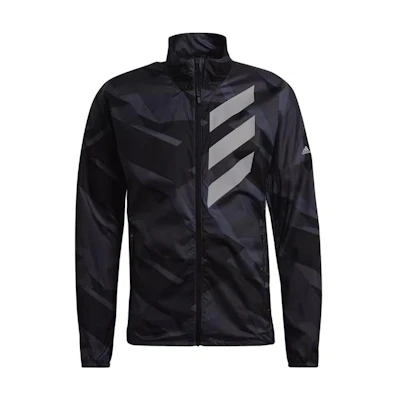 adidas Gray Outdoor Jacket with Logo Graphic and Geometric Print GL1198