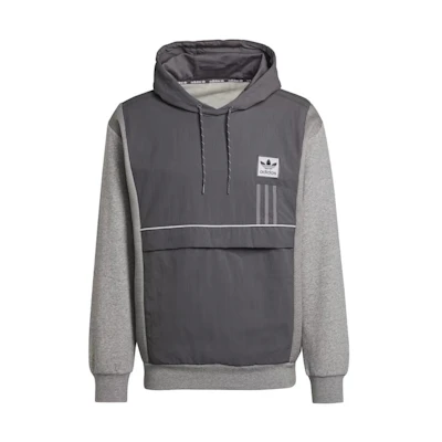 adidas Gray Patchwork Pullover Hoodie Casual Long Sleeve Sweatshirt HA5144