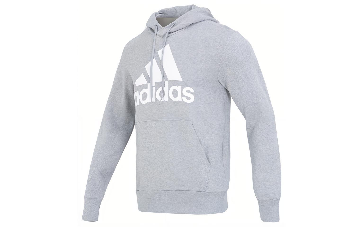 adidas Gray Pullover Hoodie with Letter Logo Print IC9364