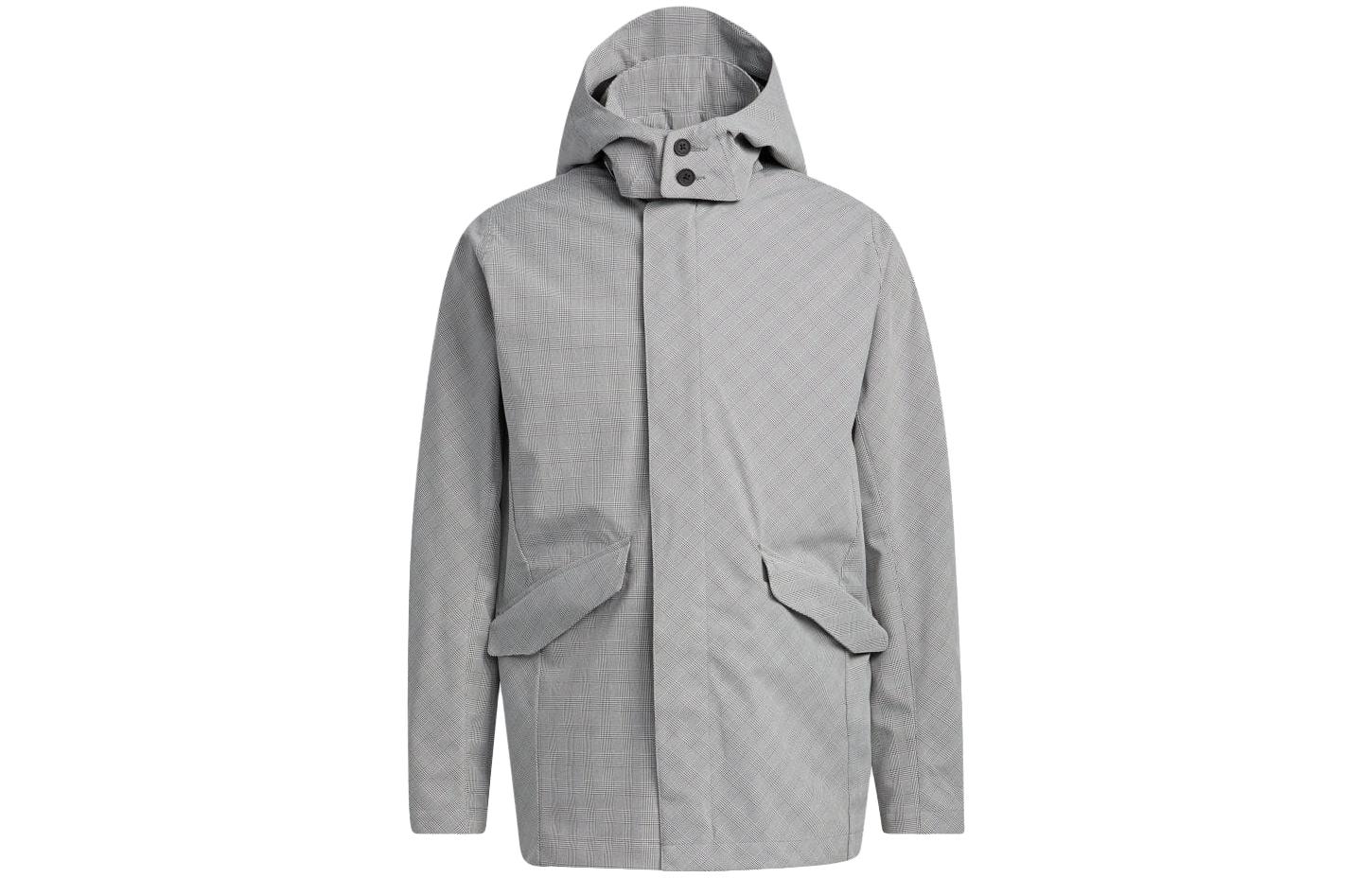 adidas Gray Solid Color Fitted Hoodie Zip Jacket HF9117