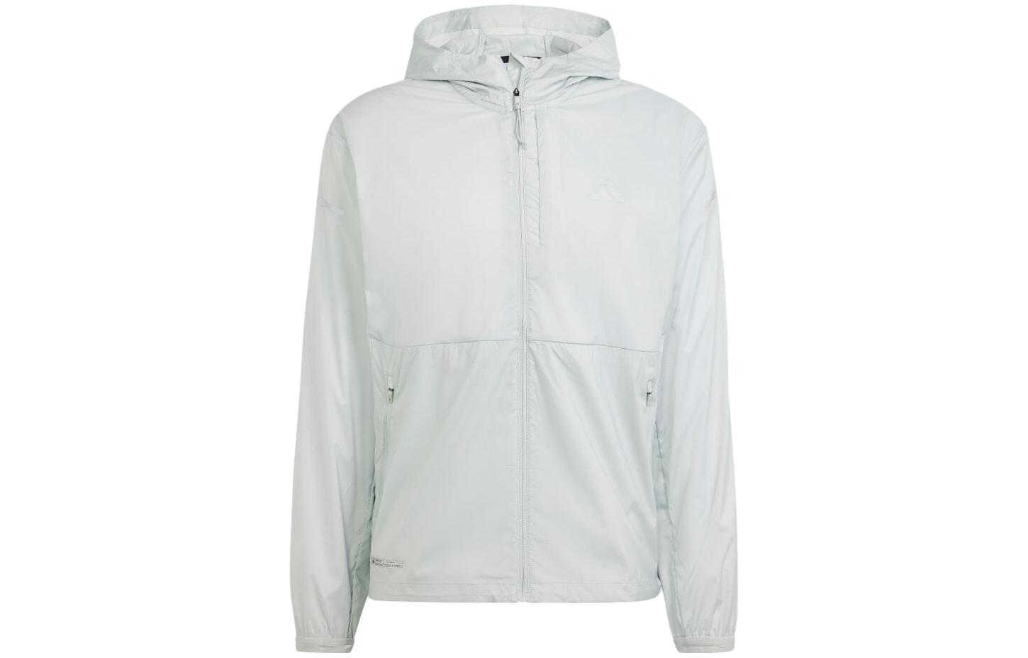 adidas Gray Solid Color Full-Zip Hoodie Jacket IM4202