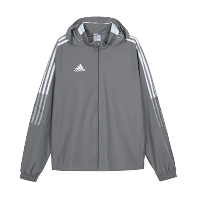 adidas Gray Solid Stripe Logo Print Zip-Up Hoodie Jacket GM7389