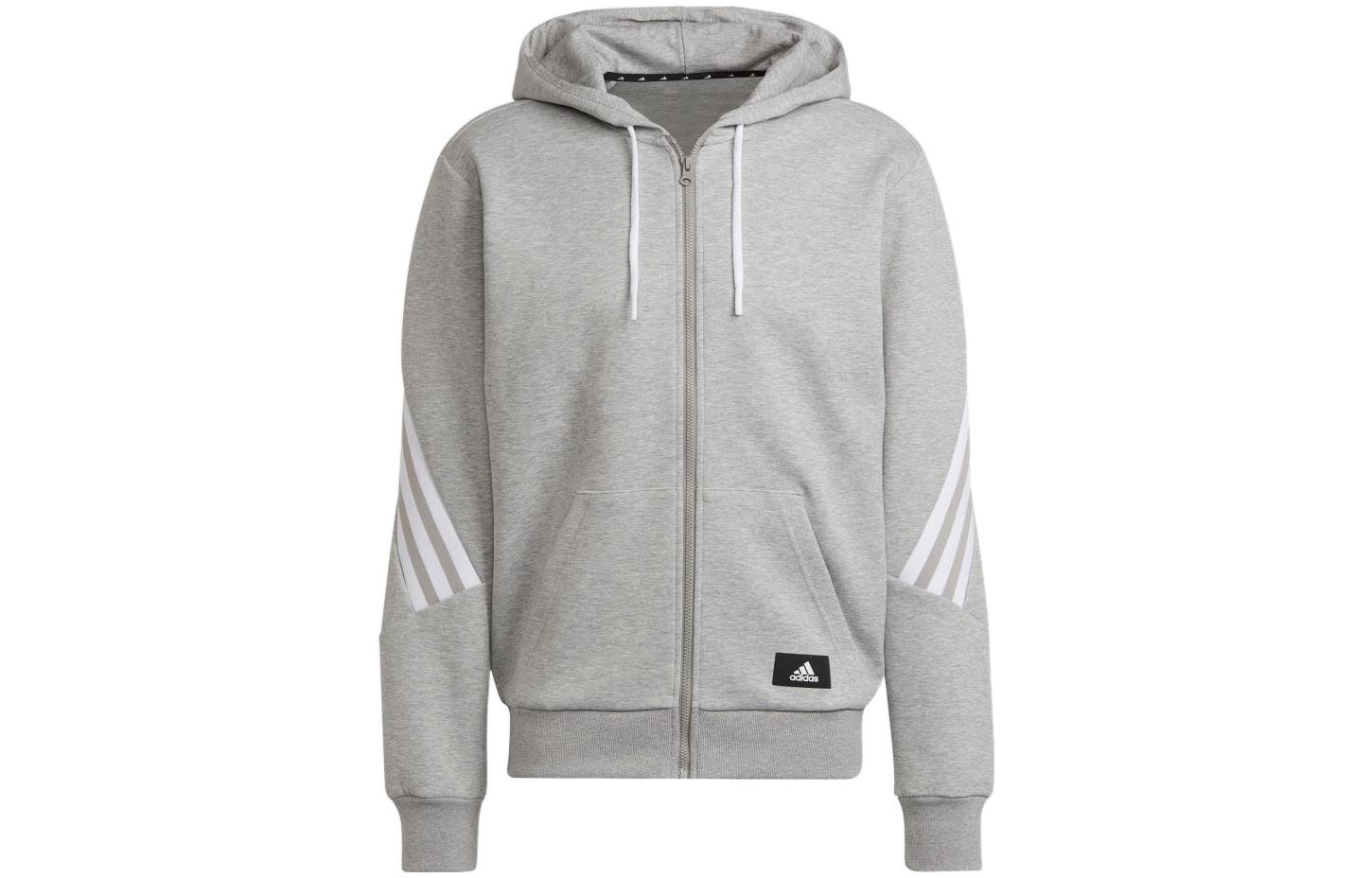 adidas Gray Striped Solid Long Sleeve Hoodie Japan Edition HC5249