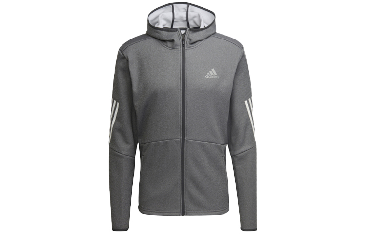 adidas Gray Striped Zip-Up Hoodie Jacket HC3061