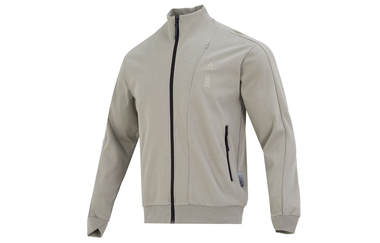 adidas Gray Windproof Stand-Collar Jacket with Solid Logo Embroidery IA8128