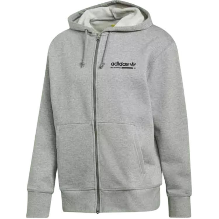 adidas Gray Zip-Up Hoodie with Letter Pattern Design DH4990