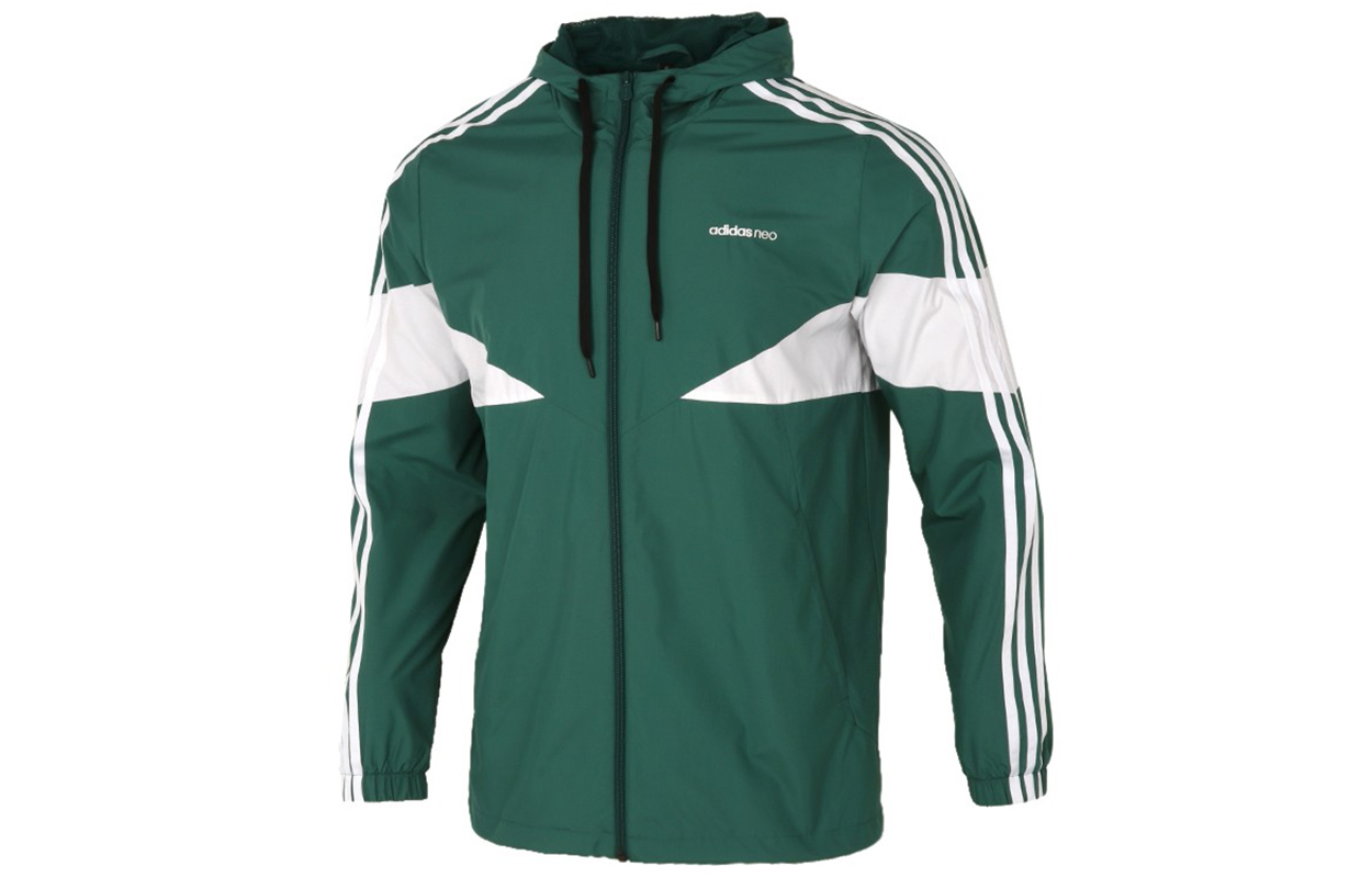 adidas Green Color-Blocked Windbreaker Hooded Jacket GP5710