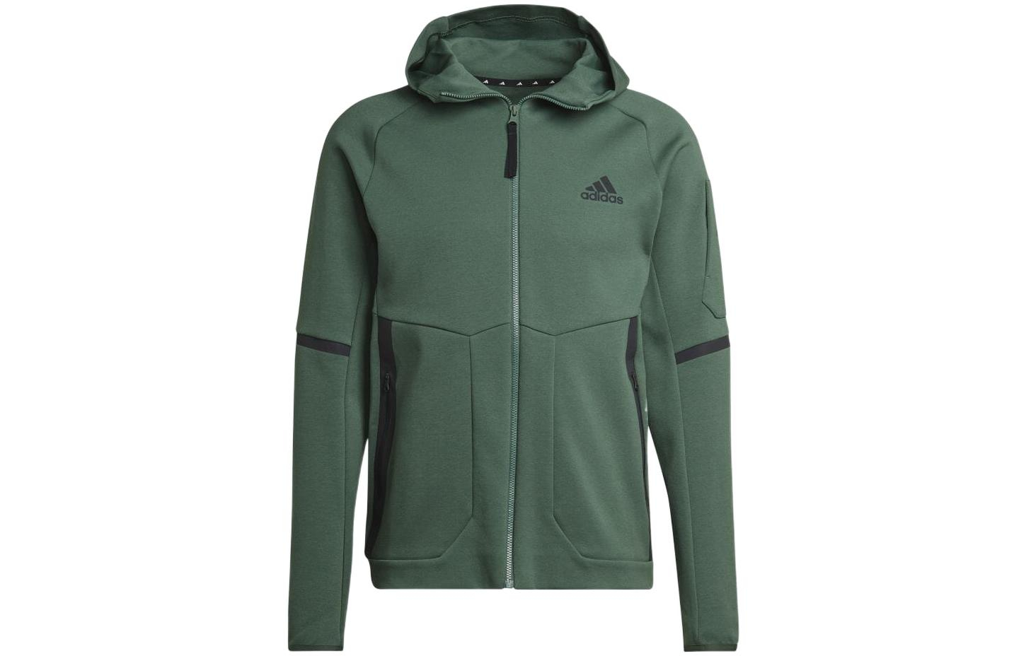 adidas Green Colorblock Logo Print Zip Hoodie Jacket (Asia Edition) HL3865-ASIAN
