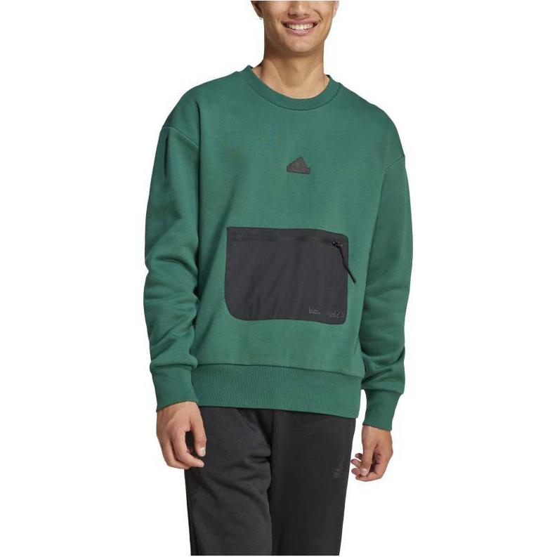 adidas Green Contrast Panel Drop Shoulder Crewneck Sweatshirt IY1523