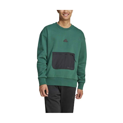 adidas Green Contrast Panel Drop Shoulder Crewneck Sweatshirt IY1523