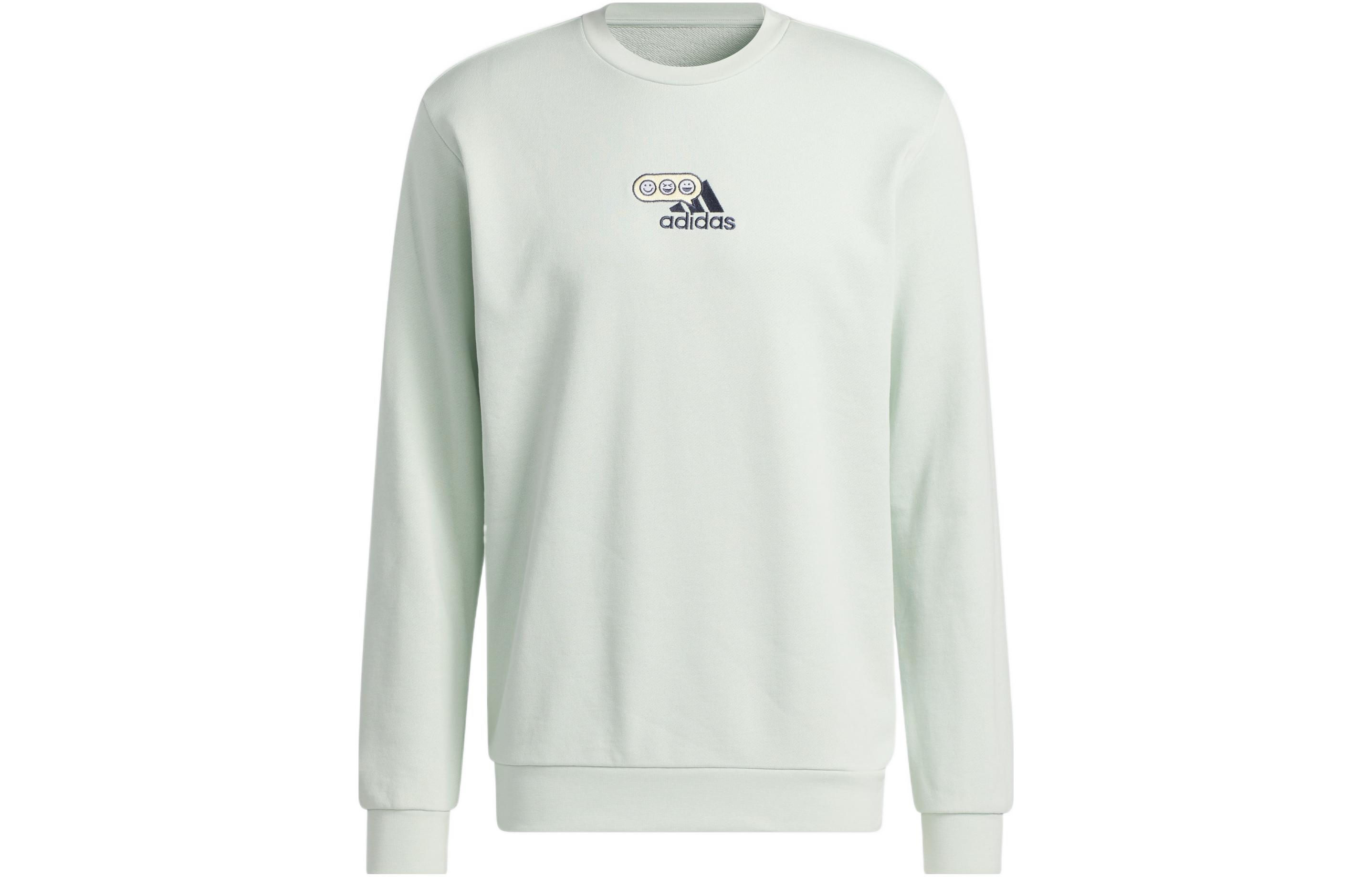 adidas Green Crewneck Sweatshirt with Embroidered Emoji Logo HK6748