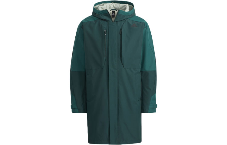 adidas Green Elastic Cord Hooded Logo Zip Jacket H39268