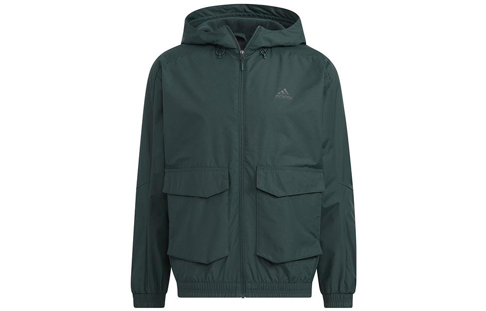 adidas Green Fleece-Lined Logo Hoodie Jacket HN9036