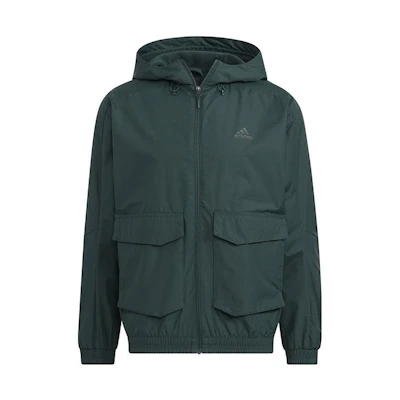 adidas Green Fleece-Lined Logo Hoodie Jacket HN9036