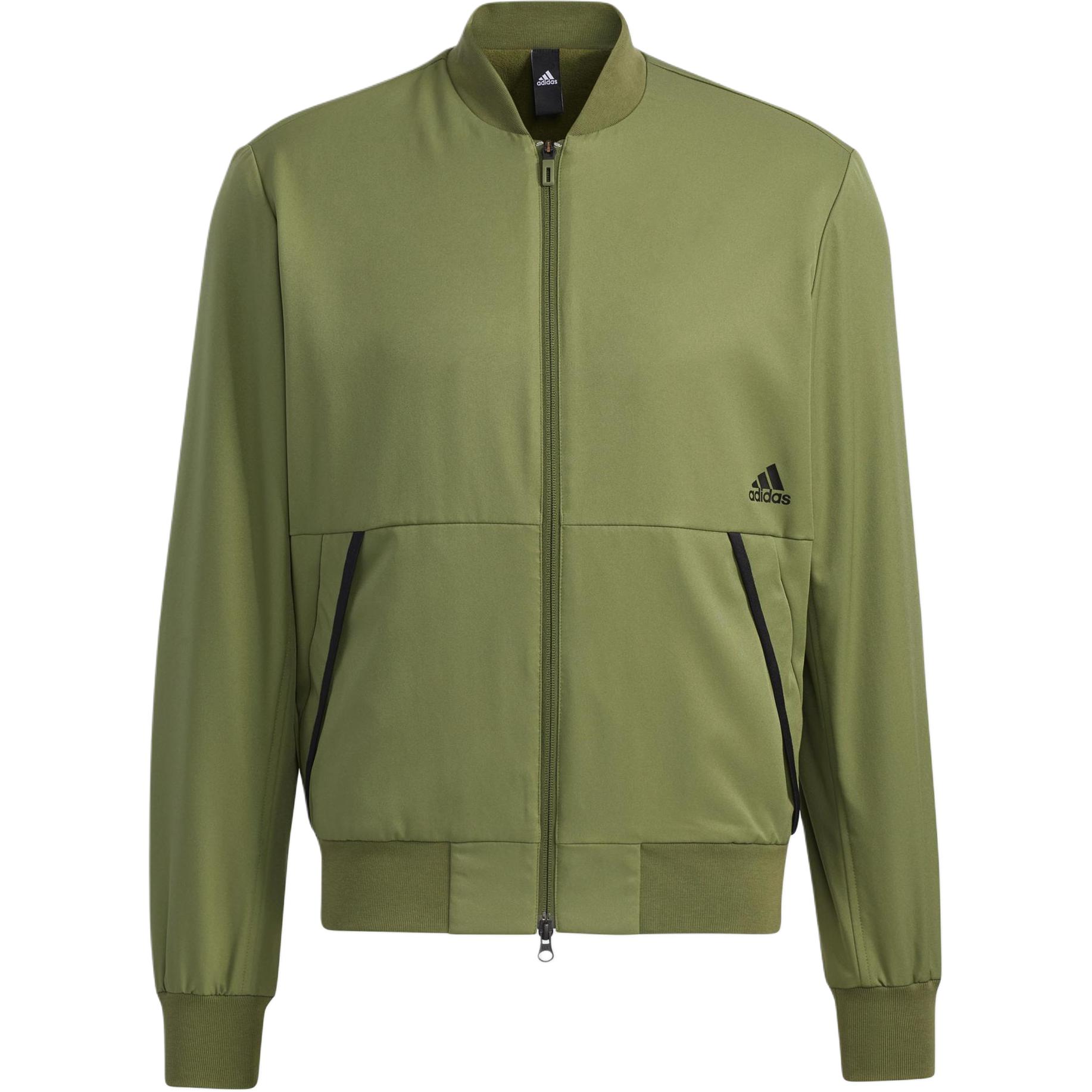 adidas Green Fleece-Lined Logo Print Zip Jacket GP0979