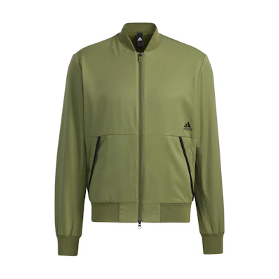 adidas Green Fleece-Lined Logo Print Zip Jacket GP0979