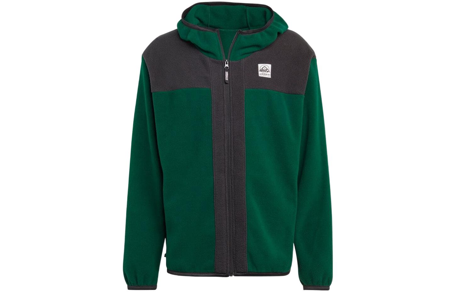adidas Green Full-Zip Wool Jacket with Color-block Logo Patch IC2340