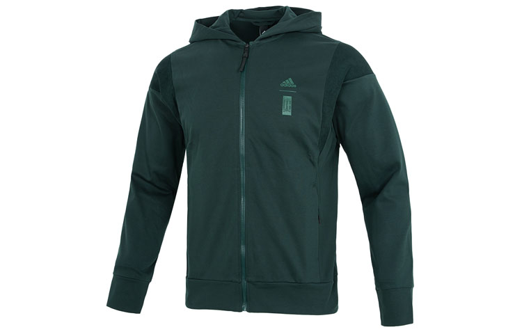 adidas Green Knit Hoodie Jacket Casual Sportswear HM2957