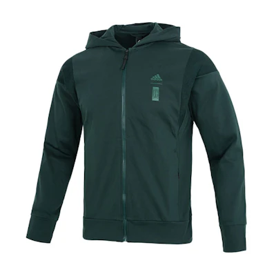 adidas Green Knit Hoodie Jacket Casual Sportswear HM2957