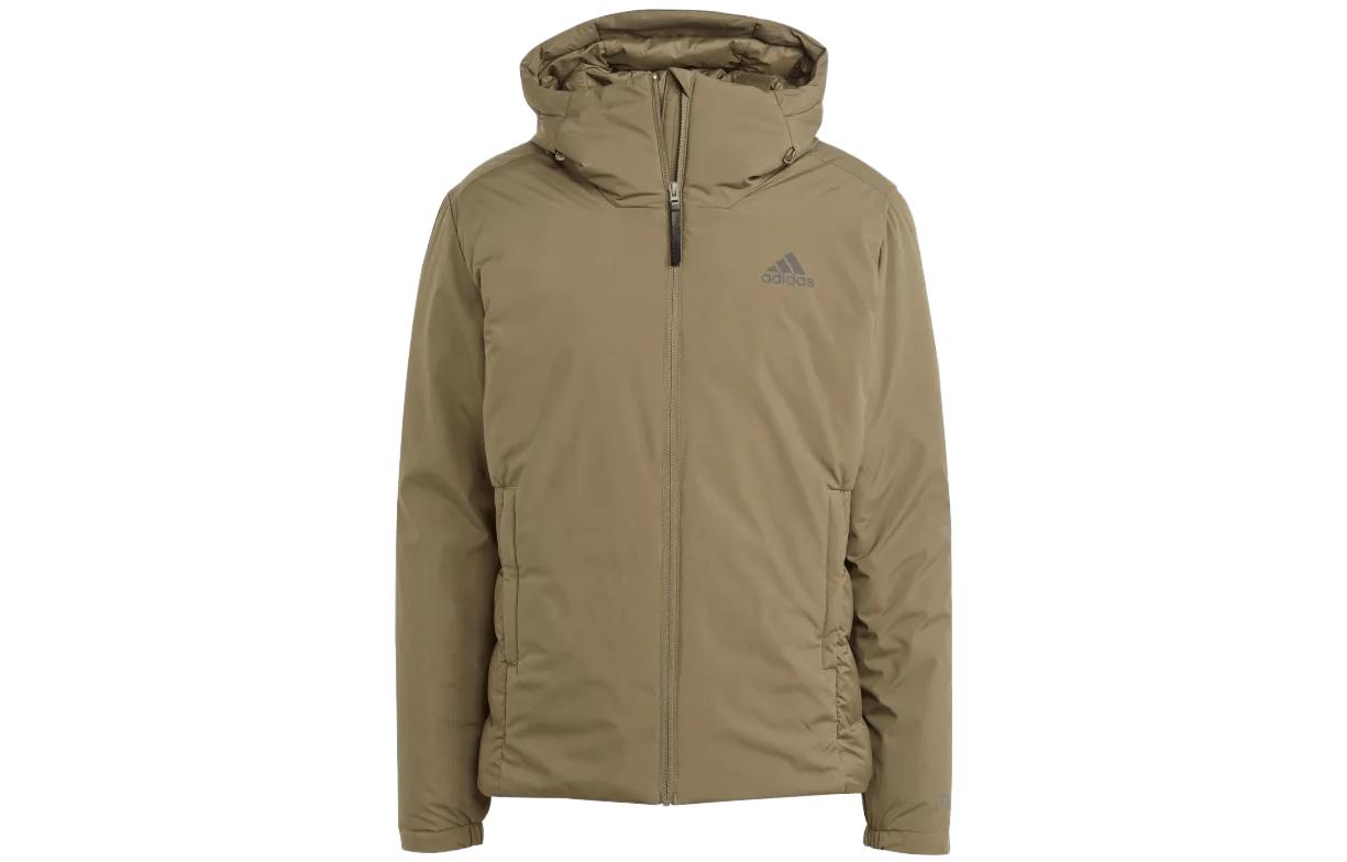 adidas Green Letter Print Hooded Zip-Up Jacket IK3139