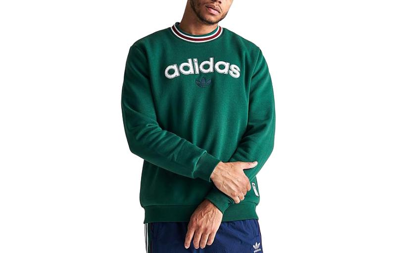 adidas Green Logo Crewneck Sweatshirt Long-Sleeve Pullover IM5360