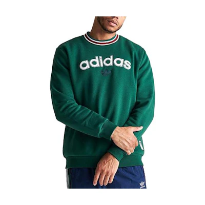 adidas Green Logo Crewneck Sweatshirt Long-Sleeve Pullover IM5360