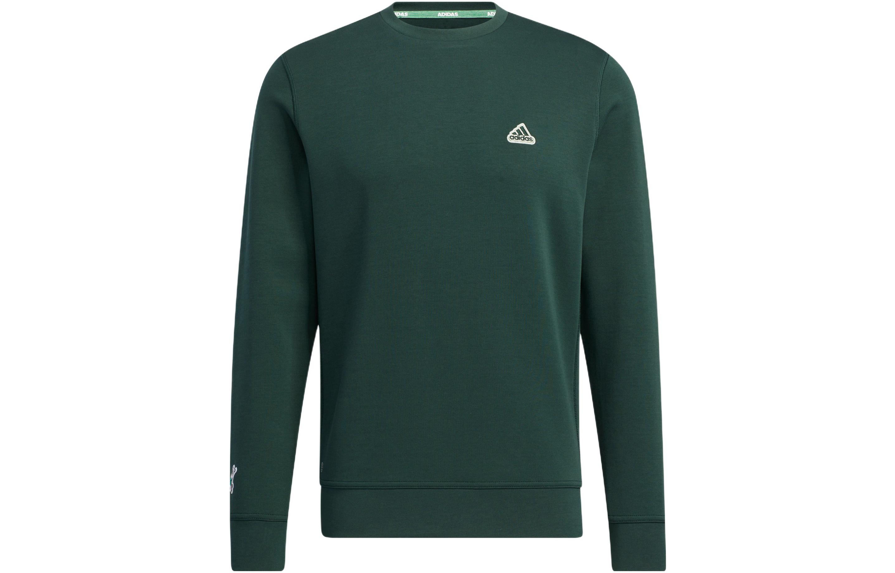 adidas Green Logo Print Crewneck Long-Sleeve Pullover Sweatshirt HG5784