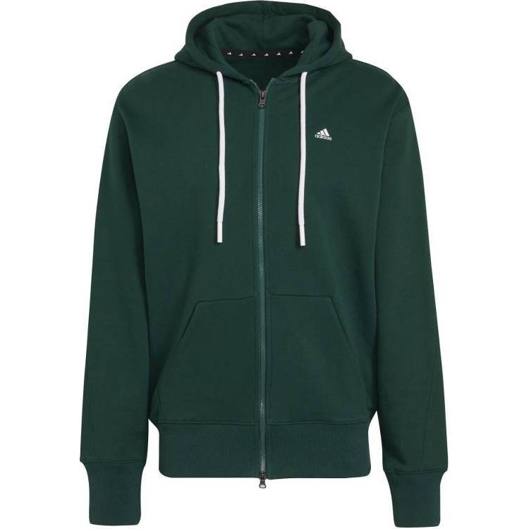 adidas Green Logo Print Zip-Up Hooded Jacket Long Sleeve H45370
