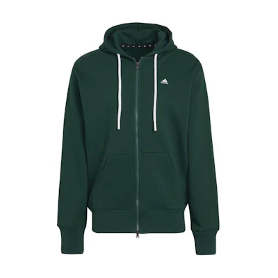 adidas Green Logo Print Zip-Up Hooded Jacket Long Sleeve H45370