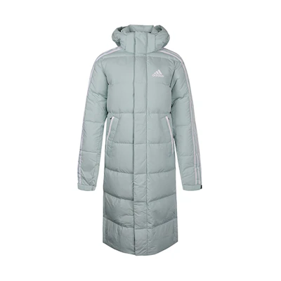 adidas Green Long Hooded Down Jacket Outdoor Winter Coat GF0084