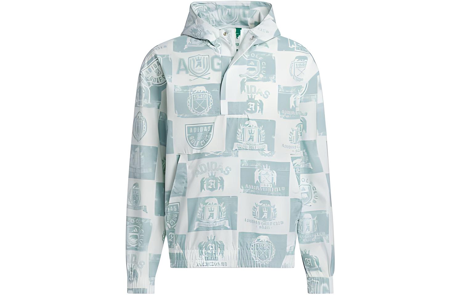 adidas Green Pattern Full-Print Long-Sleeve Hoodie Jacket IQ2973