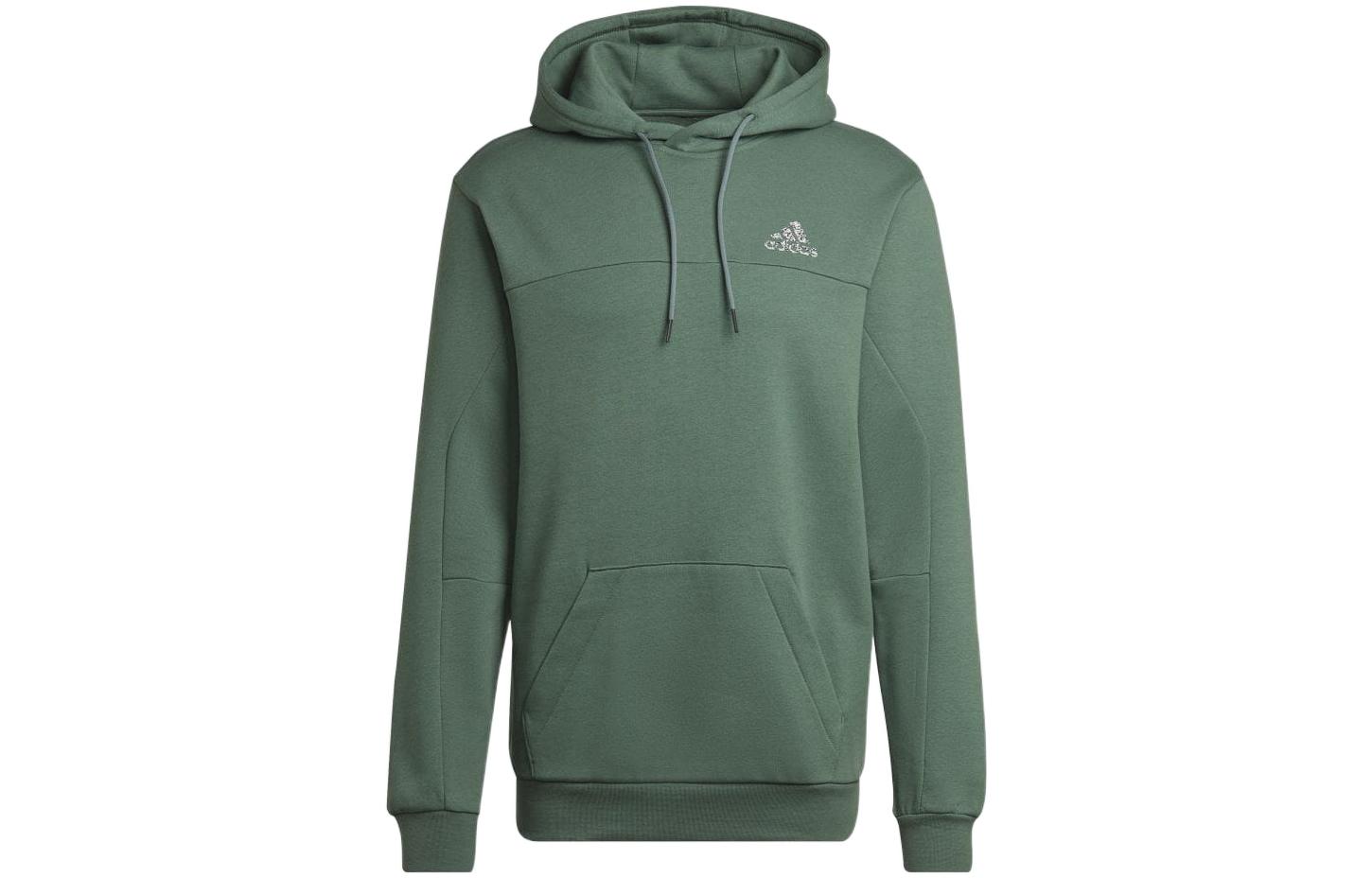 adidas Green Pullover Hoodie with Solid Logo Print HM7889