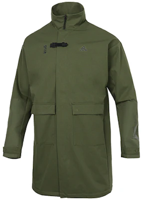 adidas Green Snap-Button Mid-Length Outdoor Casual Jacket GU1767 Order adidas Green Snap-Button Mid-Length Outdoor Casual Jacket GU1767