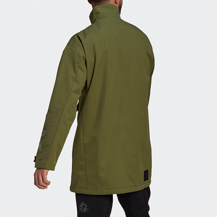 Purchase adidas Green Snap-Button Mid-Length Outdoor Casual Jacket GU1767