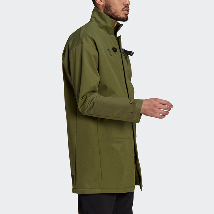 Details for adidas Green Snap-Button Mid-Length Outdoor Casual Jacket GU1767