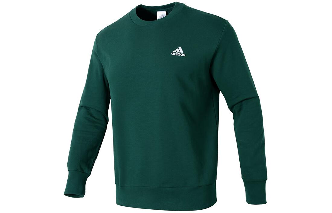 adidas Green Solid Color Crewneck Casual Training Sweatshirt IS1320