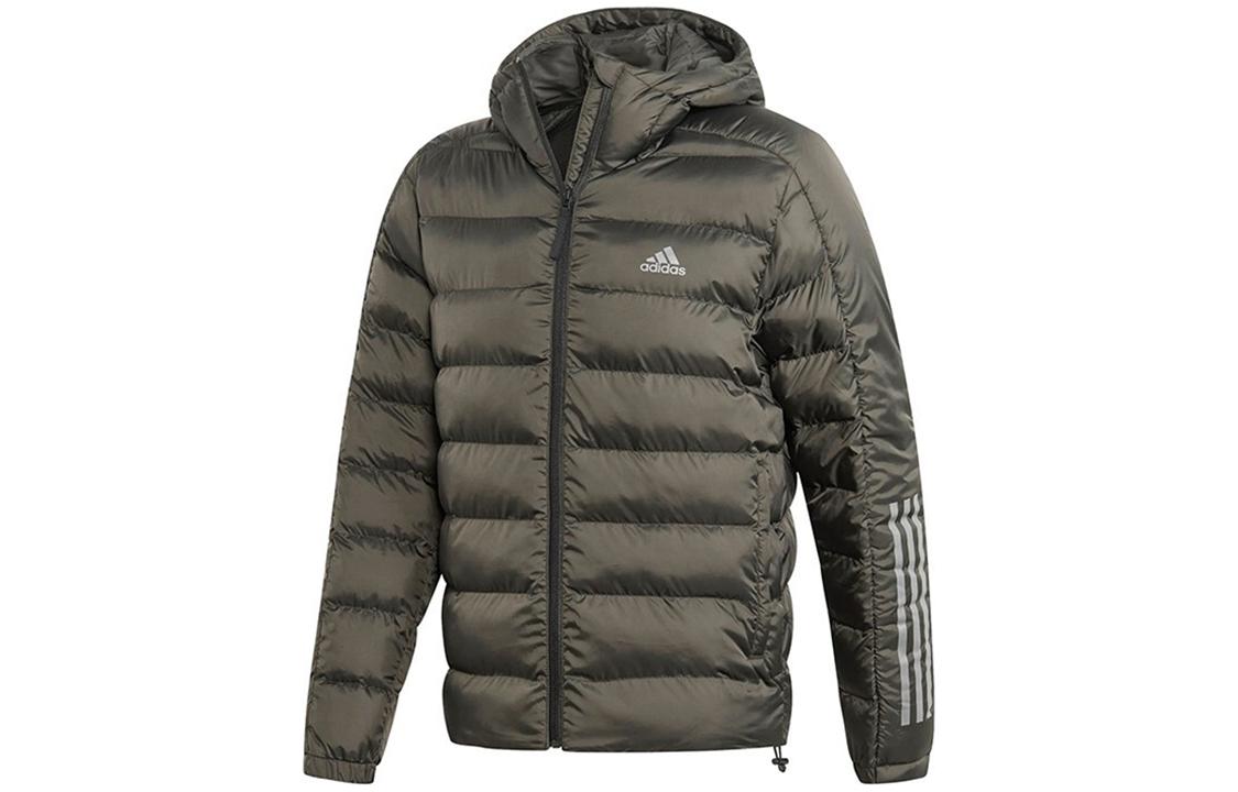 adidas Green Solid Logo Print Hoodie Jacket DZ1410