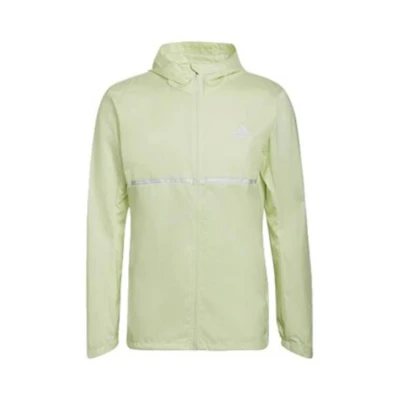 adidas Green Solid Logo Print Zip Hoodie Jacket HC6826