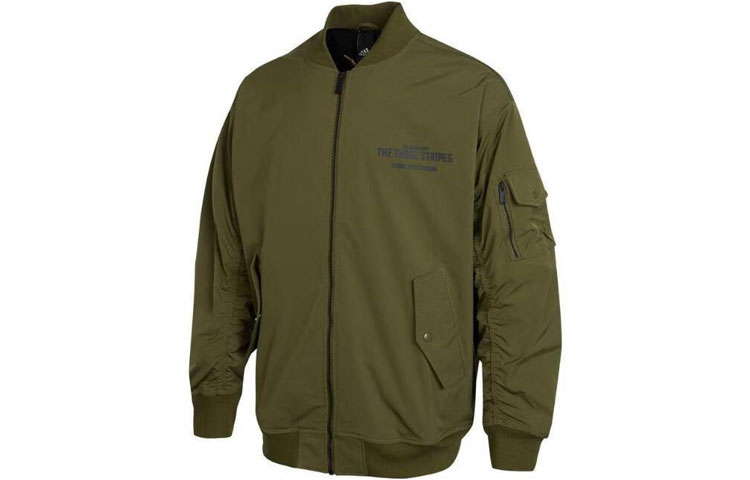 adidas Green Solid Print Pilot Letter Zip Jacket IB2761