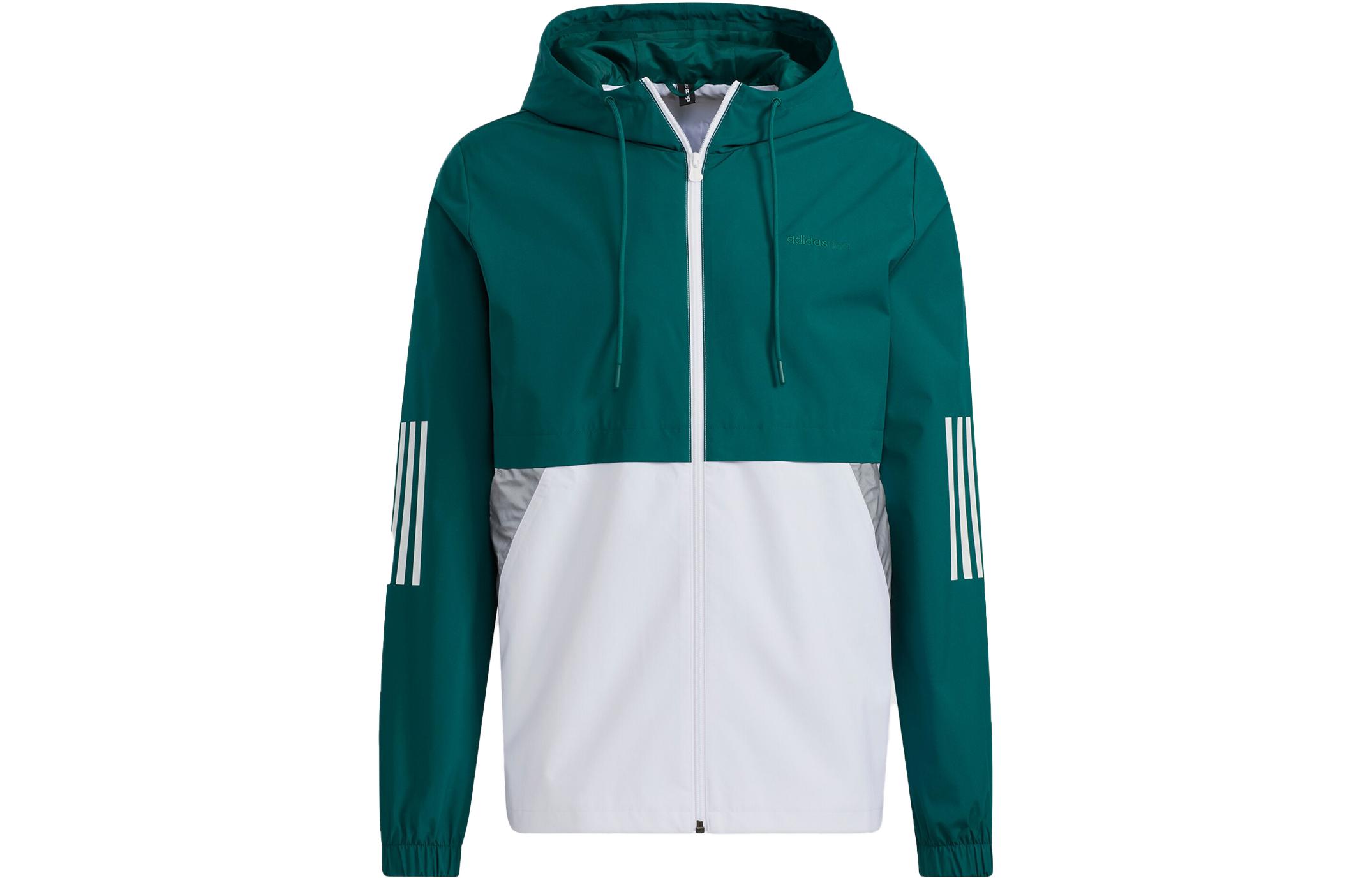 adidas Green Three-Stripes Colorblock Hooded Jacket HF1588