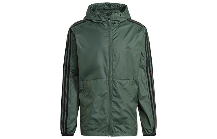 adidas Green Woven Windbreaker Jacket with Hood GQ0601