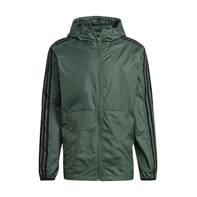 adidas Green Woven Windbreaker Jacket with Hood GQ0601