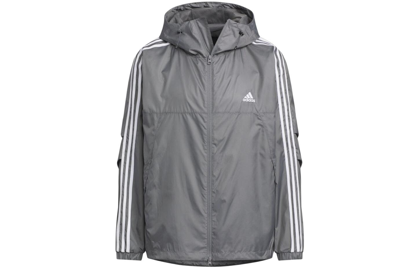 adidas Grey 3-Stripes Zip-Up Hoodie Jacket JF3955