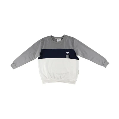 adidas Grey Crewneck Letter Print Pullover Sweatshirt Long Sleeve GP7370