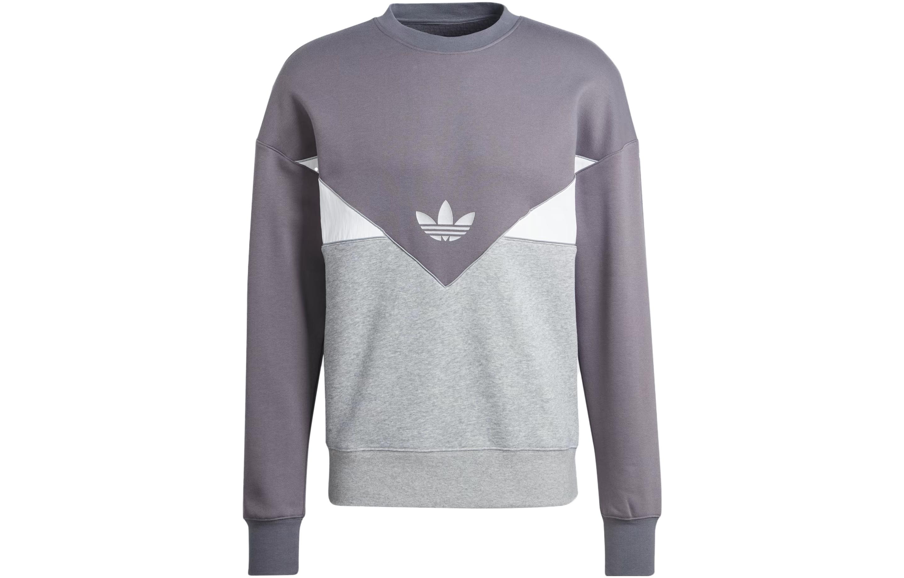 adidas Grey Crewneck Sweatshirt with Colorblock Logo Print IM4446